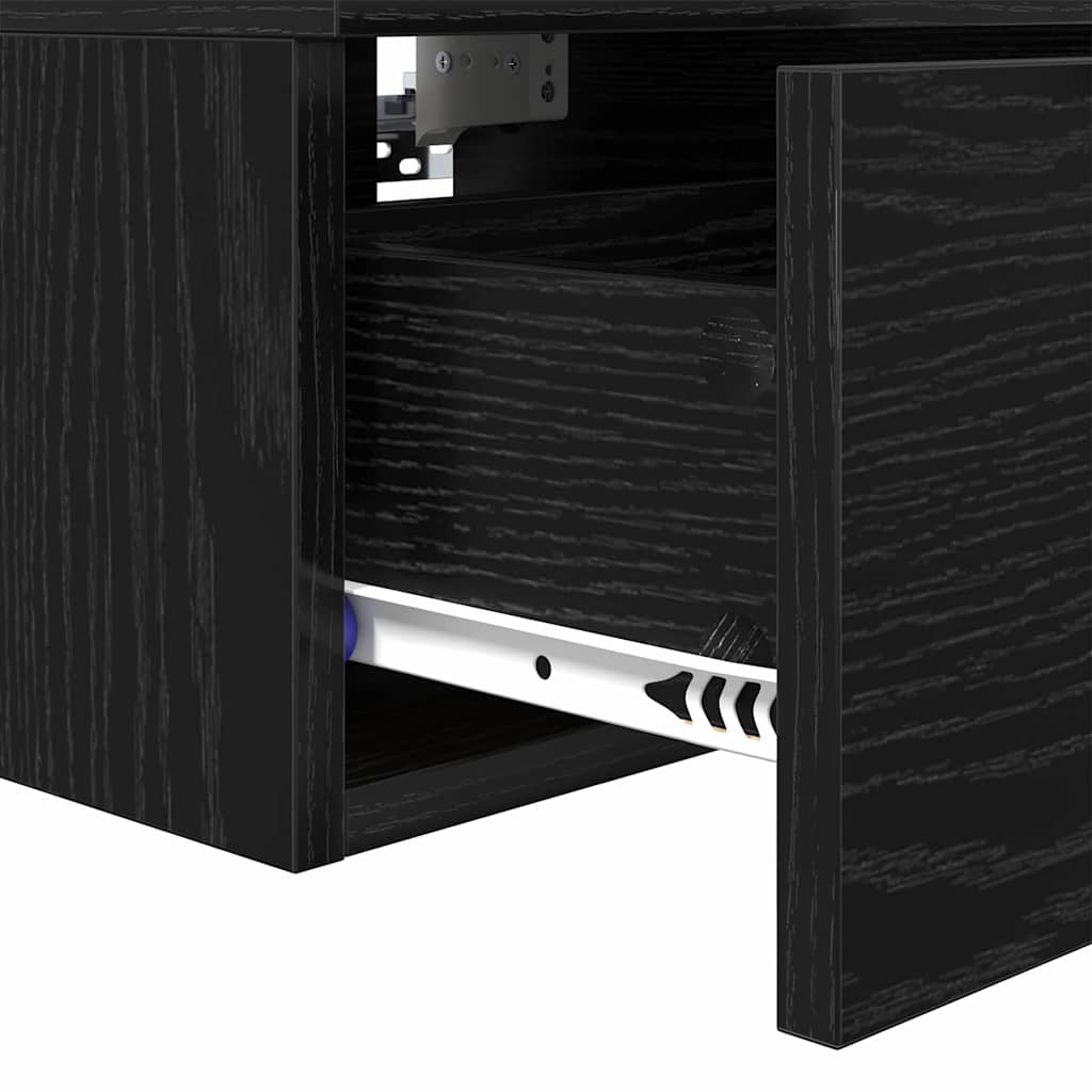 Bedside Cabinet Black oak 34 x 30 x 20 cm Engineered wood
